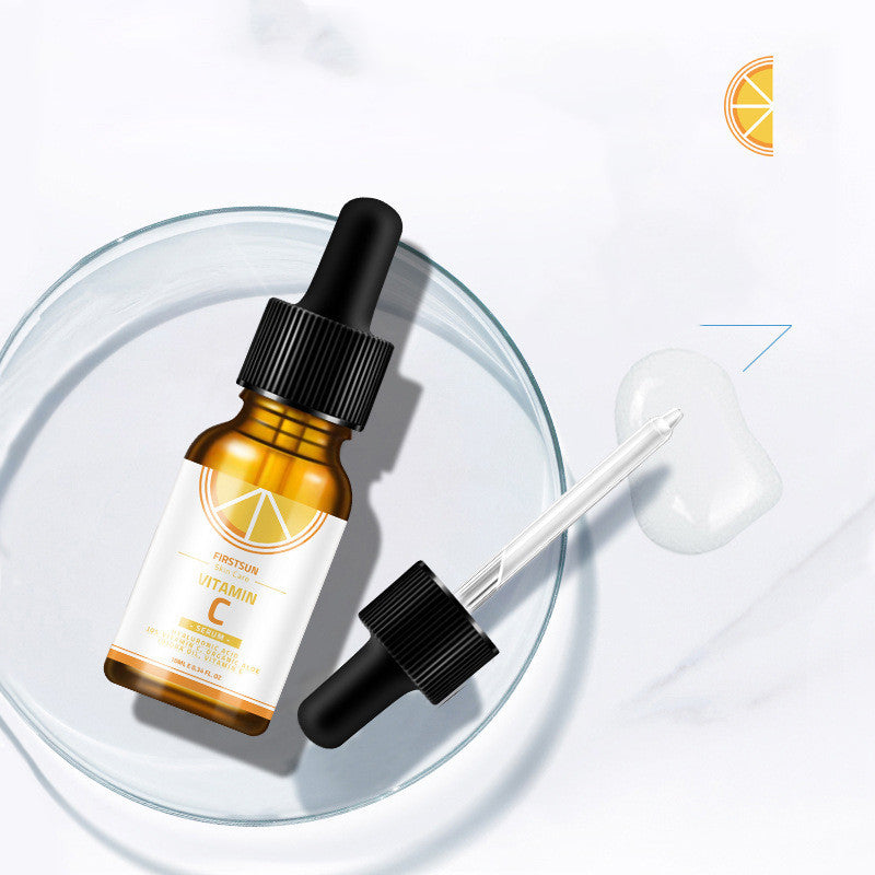 Glow Boost Vitamin C Serum by FirstSun - 10g dropper bottle for moisturizing and whitening skincare.
